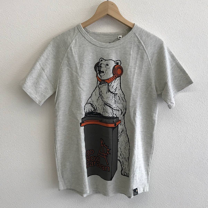 『USED』 
 
 go slow caravan ゴースローキャラバン DJクマ 鹿の子 サイズ1 半袖Ｔシャツ 
コットン グレー系