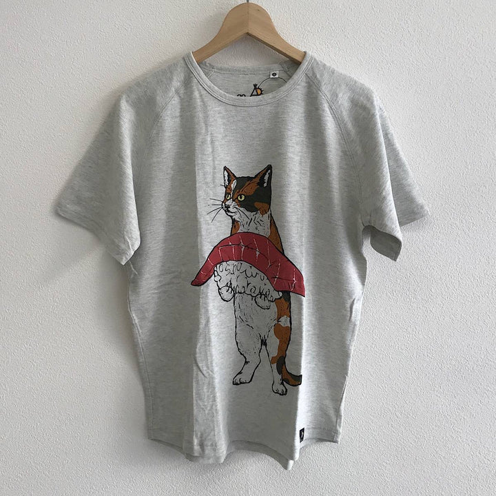 『USED』 
 
 go slow caravan ゴースローキャラバン 寿司ネコ 鹿の子 サイズ3 半袖Ｔシャツ 
コットン グレー