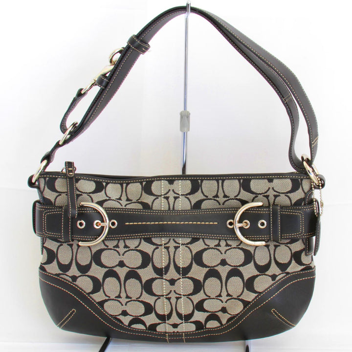 『USED』 
COACH コーチ 
 シグネチャー E06K-7077 ショルダーバッグ 
キャンバス/レザー  ブラック