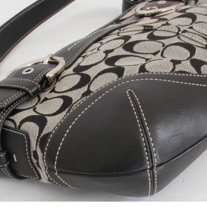 『USED』 
COACH コーチ 
 シグネチャー E06K-7077 ショルダーバッグ 
キャンバス/レザー  ブラック
