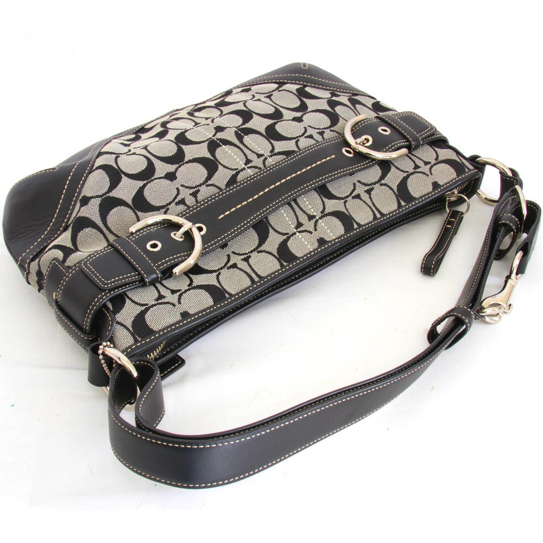 『USED』 
COACH コーチ 
 シグネチャー E06K-7077 ショルダーバッグ 
キャンバス/レザー  ブラック