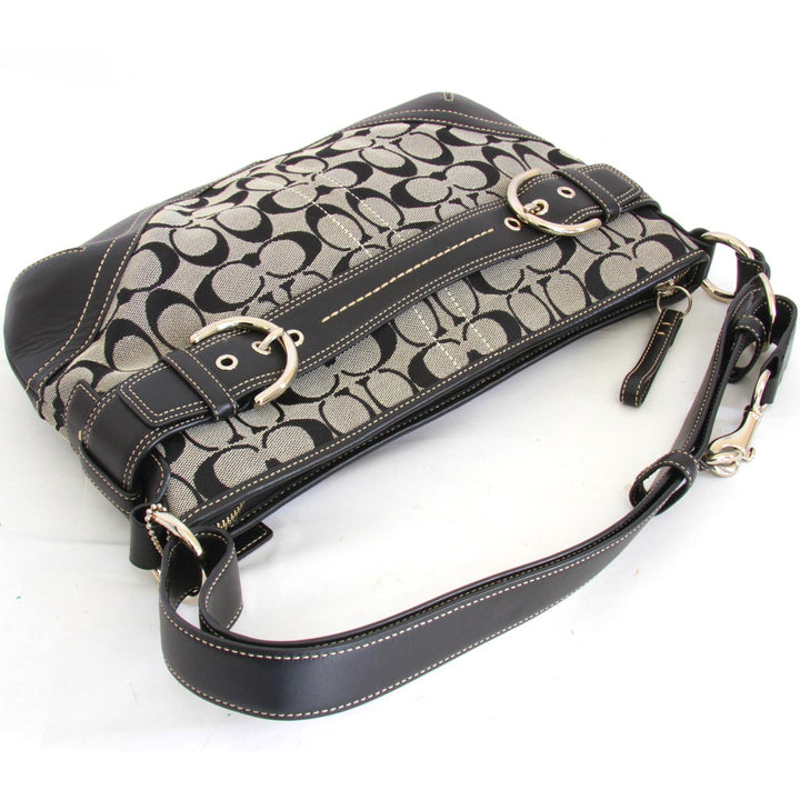 『USED』 
COACH コーチ 
 シグネチャー E06K-7077 ショルダーバッグ 
キャンバス/レザー  ブラック