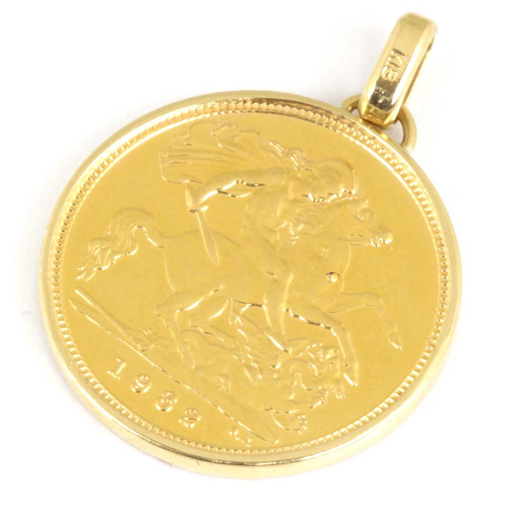 美品『USED』 
 
 エリザベス女王 ソブリン金貨 ペンダントトップ 
K18/K22  /ダイヤモンド ゴールド コイン