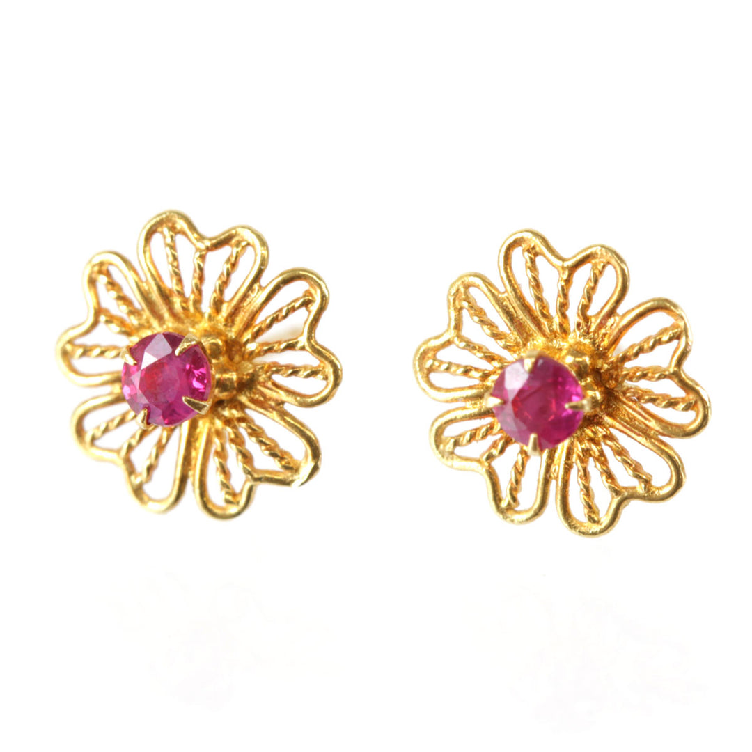 美品『USED』 K18 
 フラワー キャッチなし ピアス
 0.8g