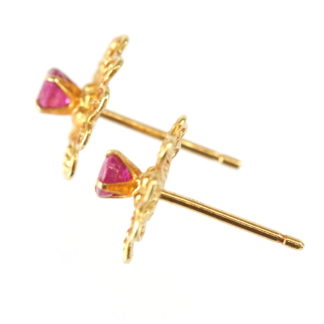 美品『USED』 K18 
 フラワー キャッチなし ピアス
 0.8g