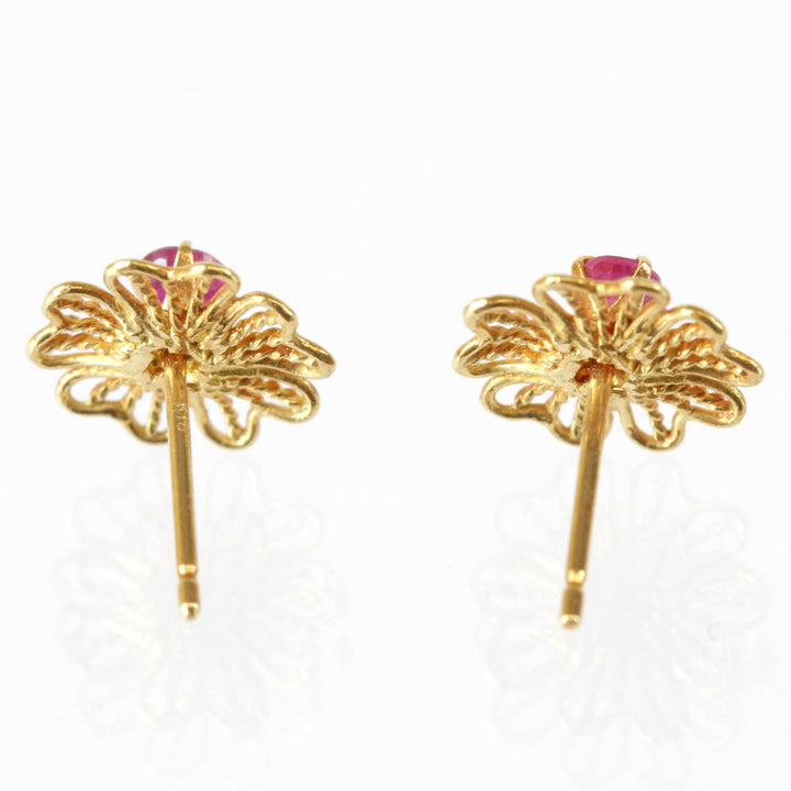 美品『USED』 K18 
 フラワー キャッチなし ピアス
 0.8g