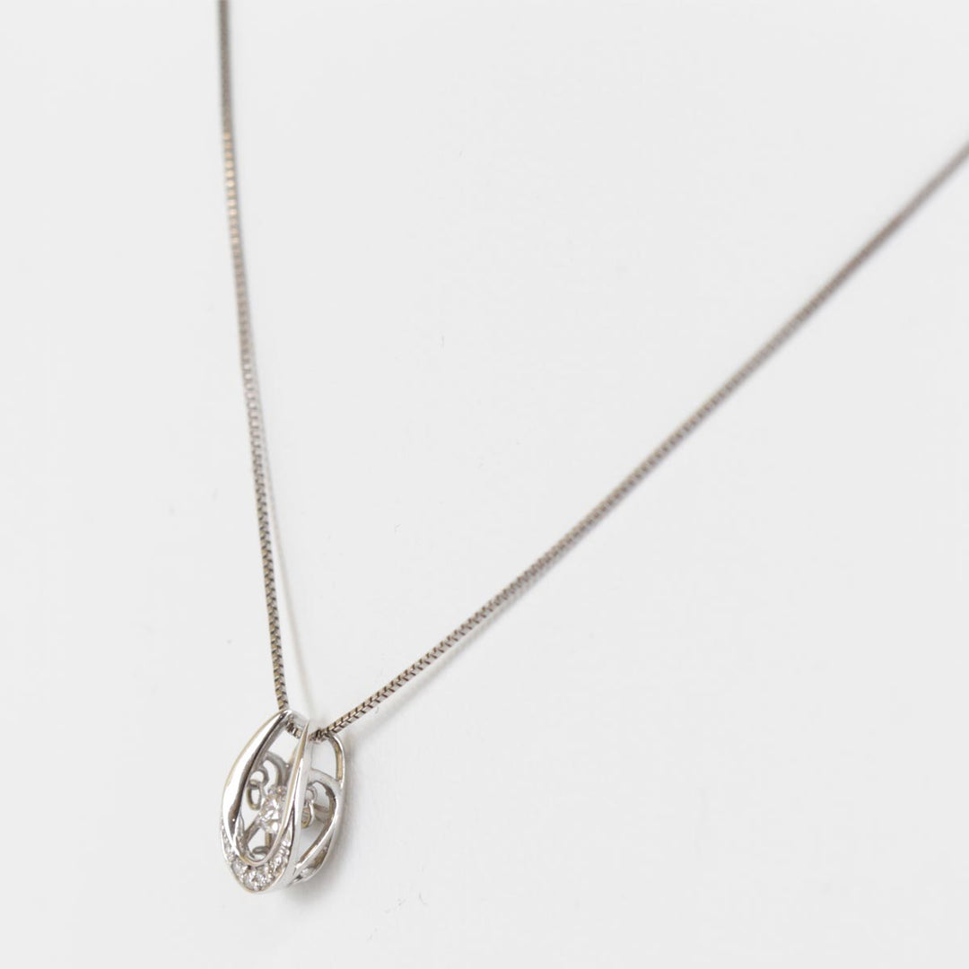 美品『USED』 K10WG 
ネックレス
 ダイヤモンド 0.06/0.02 1.3g