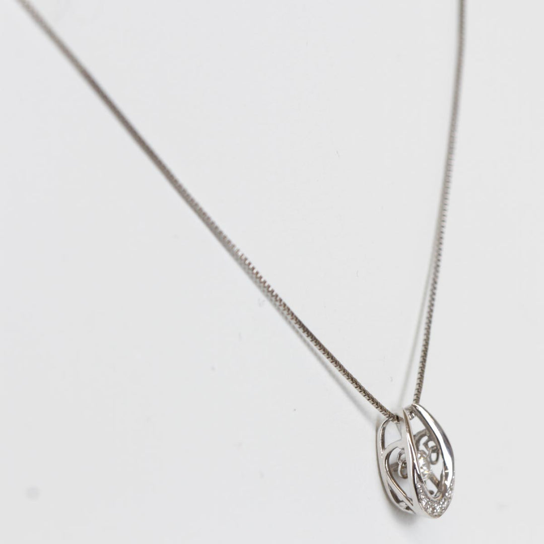 美品『USED』 K10WG 
ネックレス
 ダイヤモンド 0.06/0.02 1.3g