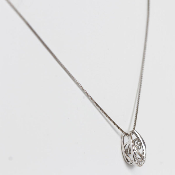 美品『USED』 K10WG 
ネックレス
 ダイヤモンド 0.06/0.02 1.3g