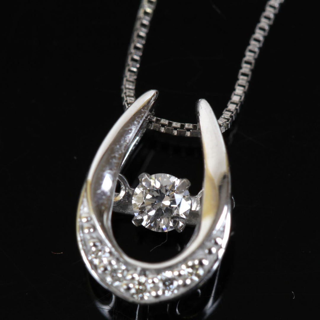 美品『USED』 K10WG 
ネックレス
 ダイヤモンド 0.06/0.02 1.3g