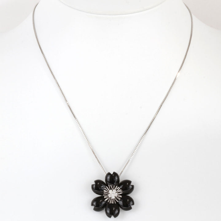 美品『USED』 K18WG/オニキス  
ネックレス
 ダイヤモンド 0.26 15.7g