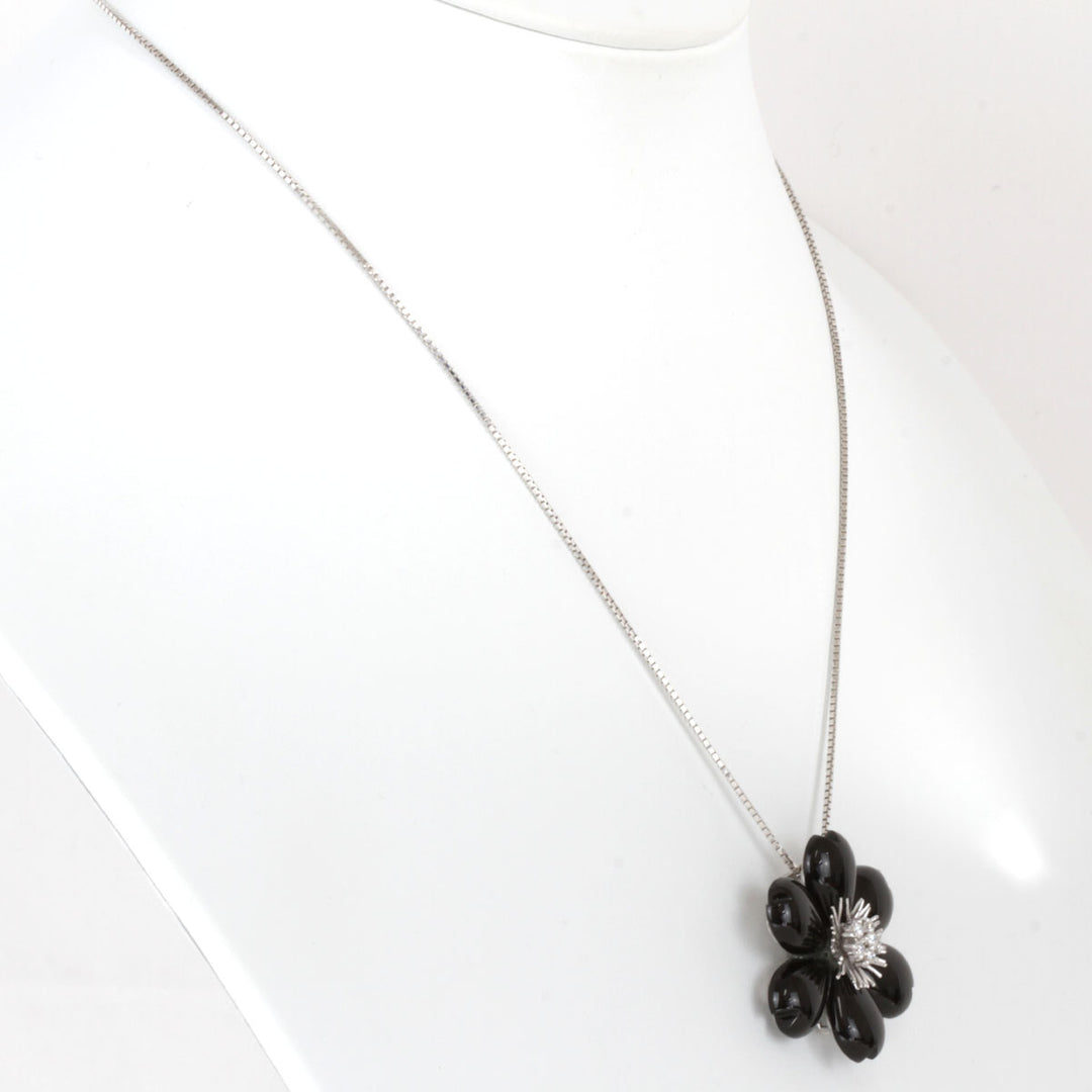 美品『USED』 K18WG/オニキス  
ネックレス
 ダイヤモンド 0.26 15.7g