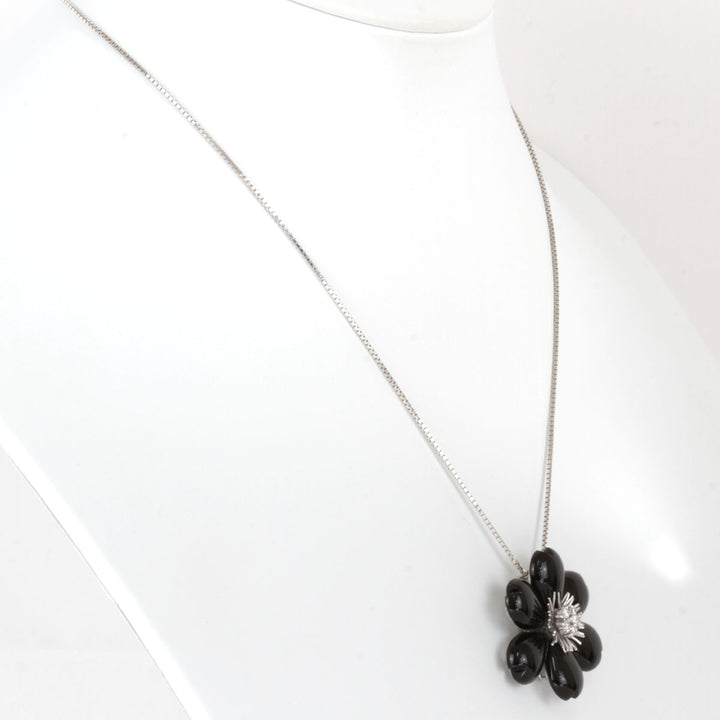 美品『USED』 K18WG/オニキス  
ネックレス
 ダイヤモンド 0.26 15.7g
