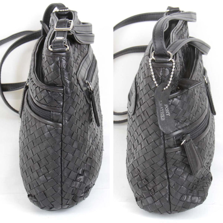 『USED』 
 
 ショルダーバッグ 
ポニーレザー ブラック メッシュレザー