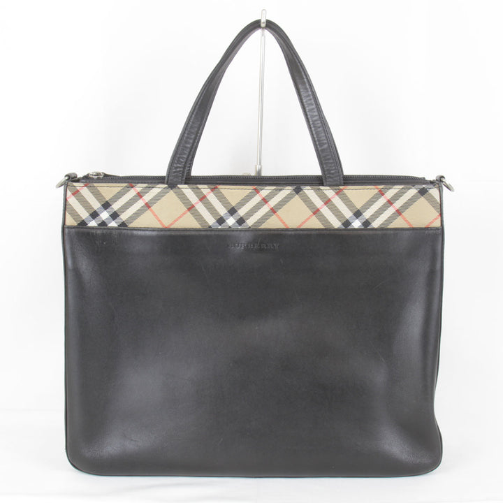 『USED』 
BURBERRY バーバリー 
 トートバッグ 
レザー/キャンバス  ブラック