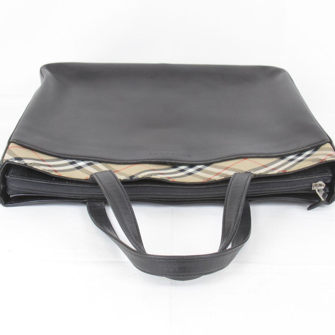 『USED』 
BURBERRY バーバリー 
 トートバッグ 
レザー/キャンバス  ブラック