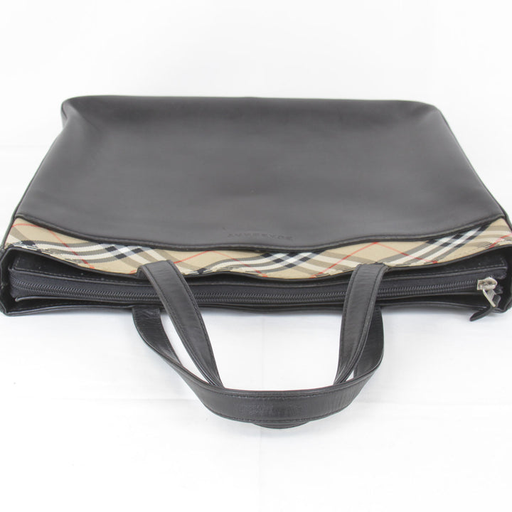 『USED』 
BURBERRY バーバリー 
 トートバッグ 
レザー/キャンバス  ブラック
