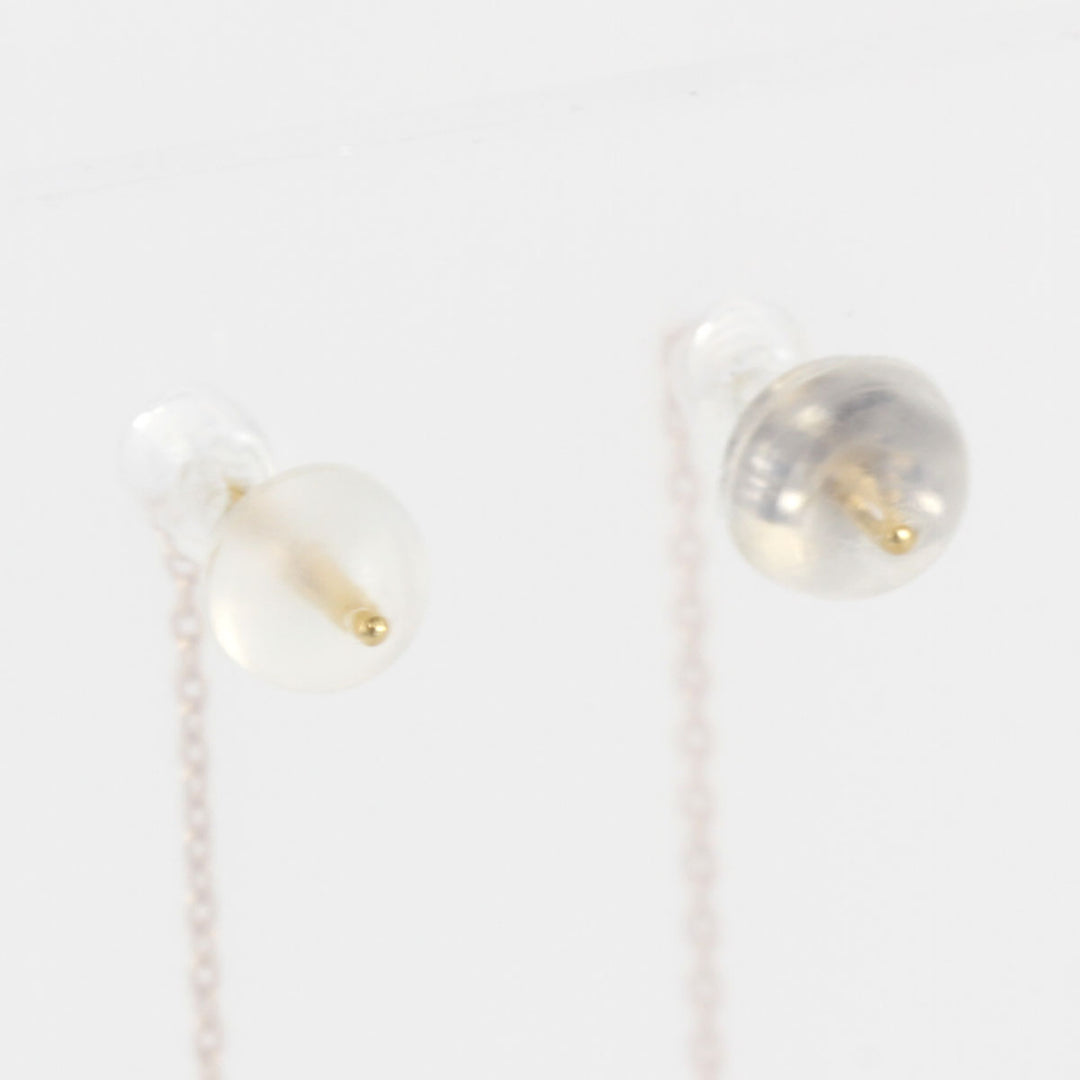 美品『USED』 K18 
 ぶら下がりチェーン ピアス
 ダイヤモンド 0.15 0.8g