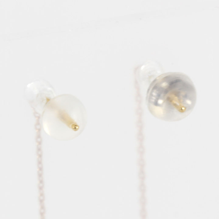 美品『USED』 K18 
 ぶら下がりチェーン ピアス
 ダイヤモンド 0.15 0.8g