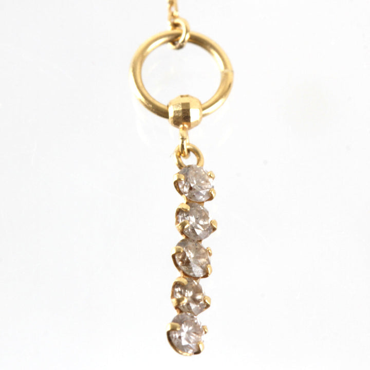 美品『USED』 K18 
 ぶら下がりチェーン ピアス
 ダイヤモンド 0.15 0.8g