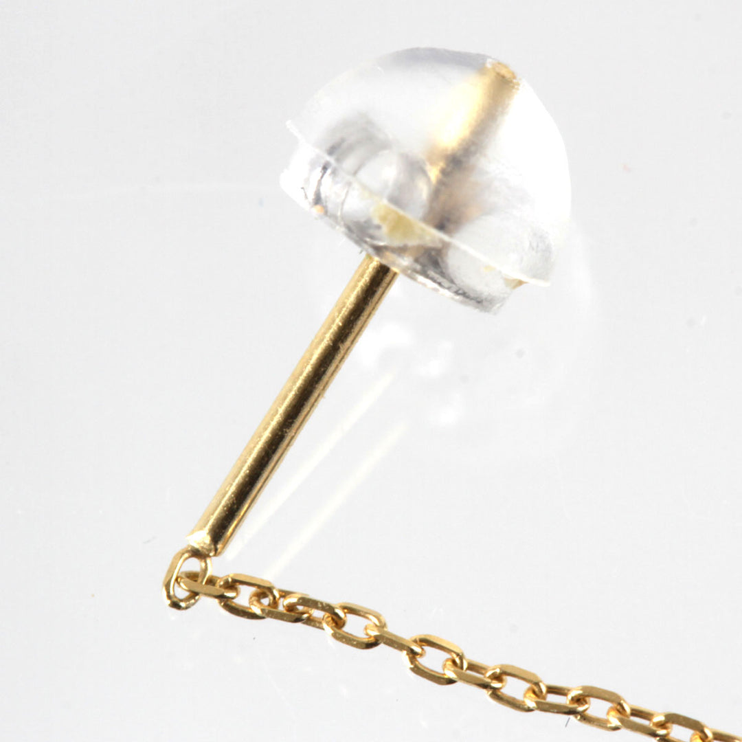 美品『USED』 K18 
 ぶら下がりチェーン ピアス
 ダイヤモンド 0.15 0.8g