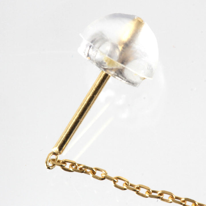 美品『USED』 K18 
 ぶら下がりチェーン ピアス
 ダイヤモンド 0.15 0.8g