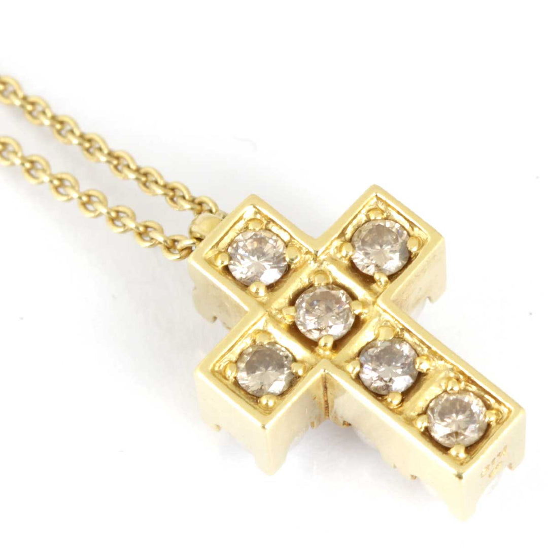 美品『USED』 K18/パール  /ブラウンダイヤモンド 
MIKIMOTO  リバーシブルデザイン クロスネックレス ネックレス
 8.2g