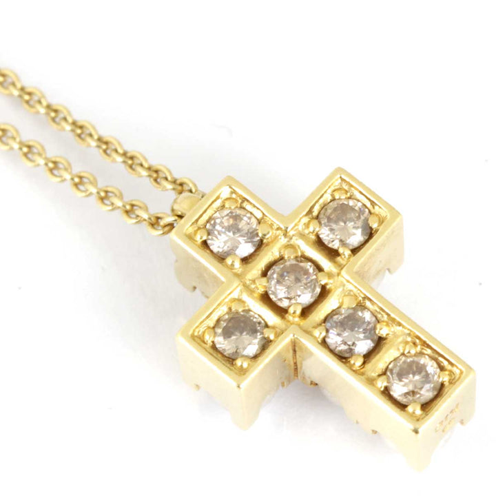 美品『USED』 K18/パール  /ブラウンダイヤモンド 
MIKIMOTO  リバーシブルデザイン クロスネックレス ネックレス
 8.2g