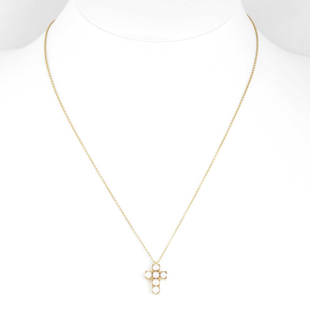 美品『USED』 K18/パール  /ブラウンダイヤモンド 
MIKIMOTO  リバーシブルデザイン クロスネックレス ネックレス
 8.2g