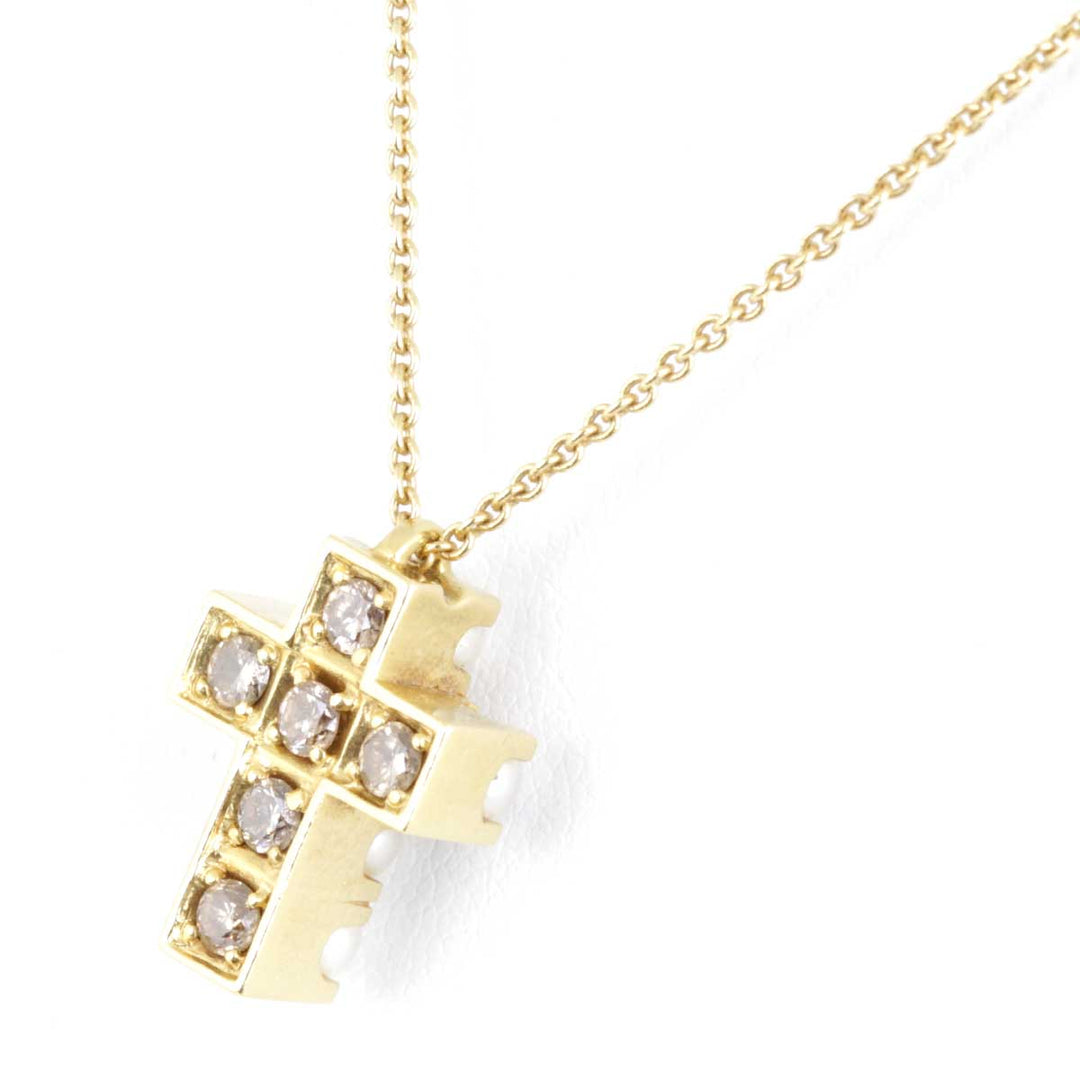 美品『USED』 K18/パール  /ブラウンダイヤモンド 
MIKIMOTO  リバーシブルデザイン クロスネックレス ネックレス
 8.2g