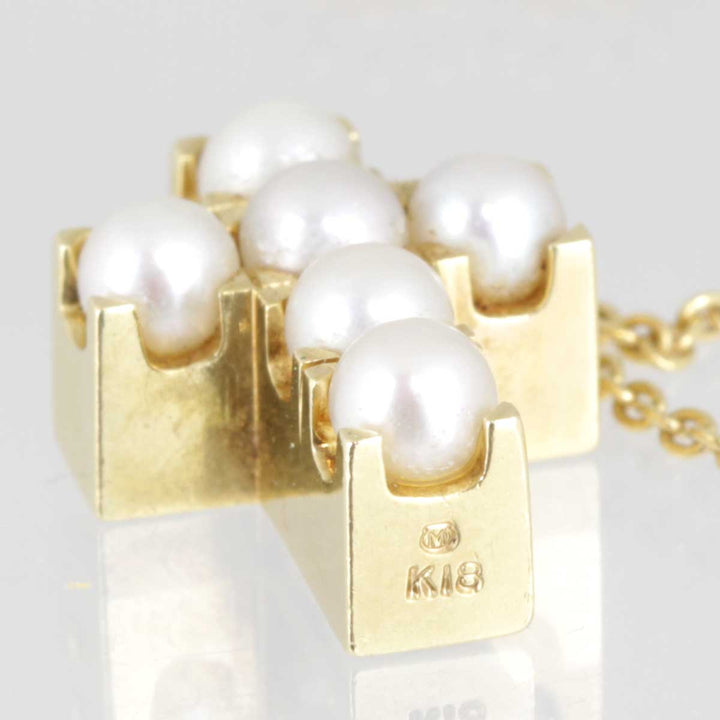 美品『USED』 K18/パール  /ブラウンダイヤモンド 
MIKIMOTO  リバーシブルデザイン クロスネックレス ネックレス
 8.2g