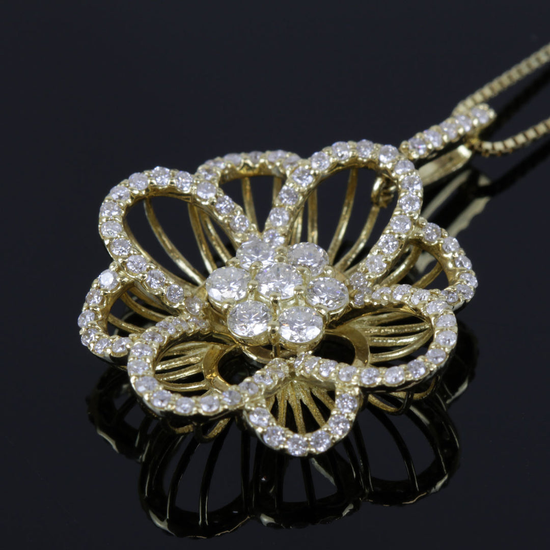美品『USED』 K18/ダイヤモンド  
 フラワー ネックレス
 ダイヤモンド 1.00 6.3g