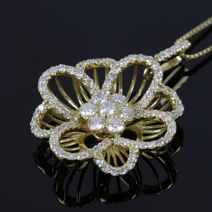 美品『USED』 K18/ダイヤモンド  
 フラワー ネックレス
 ダイヤモンド 1.00 6.3g