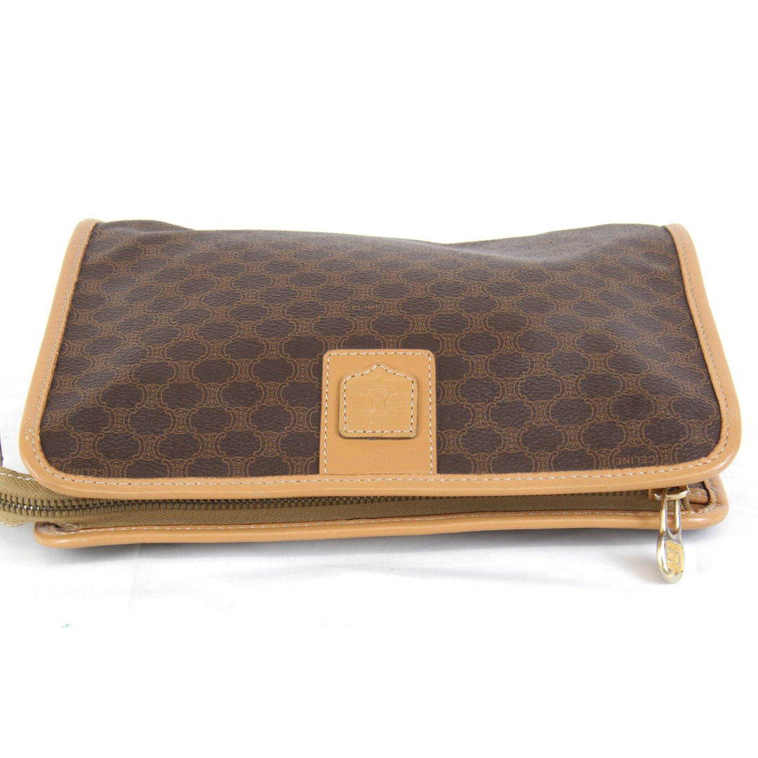 『USED』 
CELINE セリーヌ 
 マカダム クラッチバッグ 
レザー/PVC  ブラウン