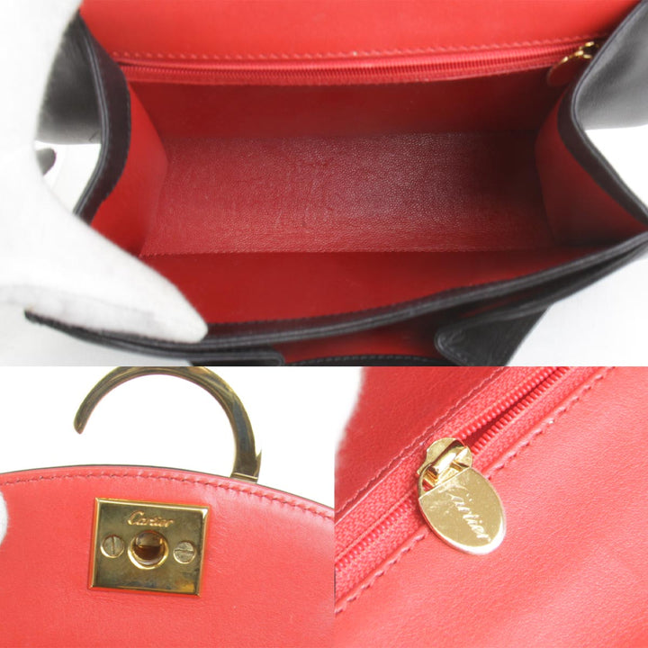 『USED』 
CARTIER カルティエ 
 パンテール ショルダーバッグ 
レザー ブラック