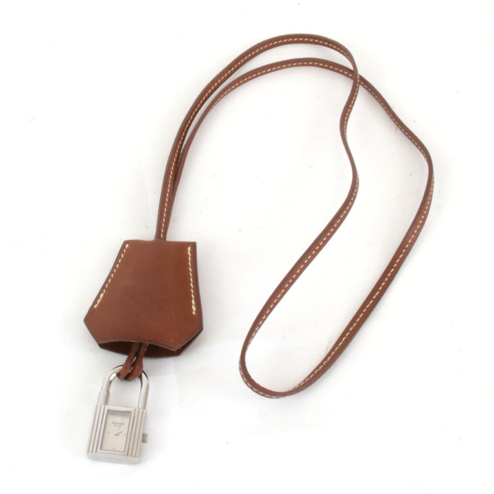 良品『USED』 
HERMES エルメス 
 ケリーウォッチ クロシェット KE1.210 チャーム 
レザー ブラウン×シルバー