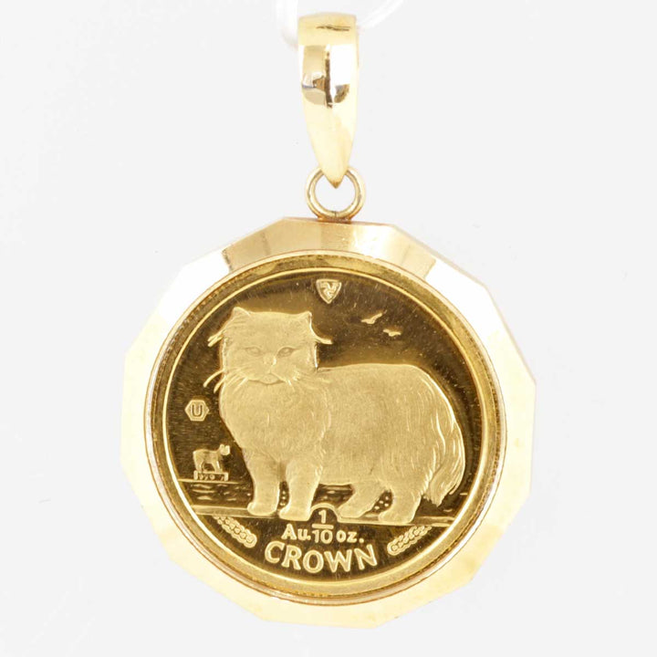 美品『USED』 
 
 マン島キャットコイン 1/10oz ペンダントトップ 
K24/K18  ゴールド 金貨