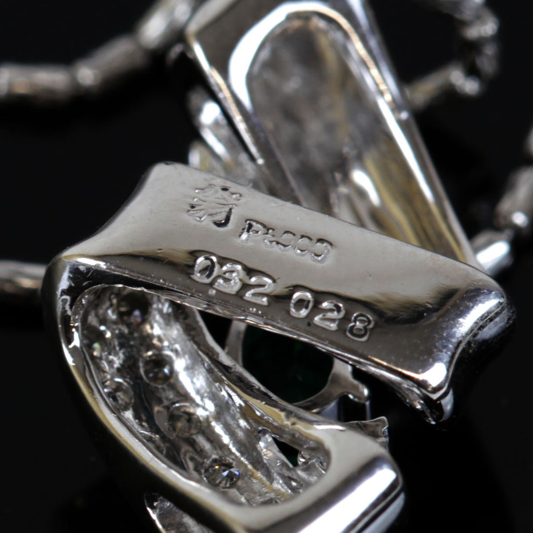 美品『USED』翁淳 K18WG/Pt900  /エメラルド 
ネックレス
 ダイヤモンド 0.32 9.1g