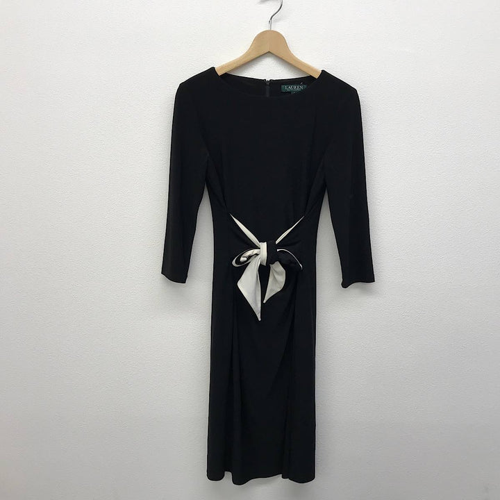 『USED』 
RALPH LAUREN ラルフローレン 
 ウエストリボンドレス ワンピース 
ポリエステル/ポリウレタン  ブラック系