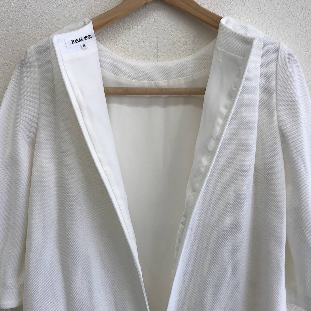 『美品』 
HANAE MORI 森英恵 ハナエモリ 
 ワンピース 
コットン /キュプラ ホワイト系