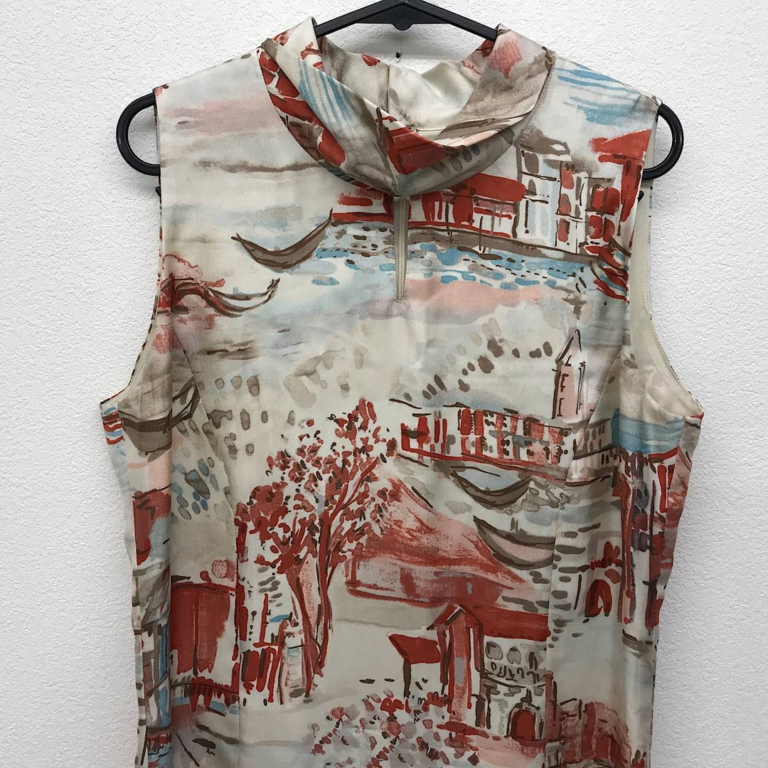 『美品』 
FRANCO FERRARO フランコフェラーロ 
 絵画 水彩画ワンピース　サイズ3 ワンピース 
シルク /キュプラ 画像でご確認ください。