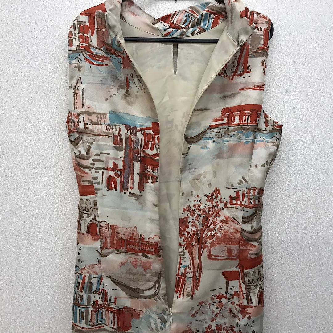『美品』 
FRANCO FERRARO フランコフェラーロ 
 絵画 水彩画ワンピース　サイズ3 ワンピース 
シルク /キュプラ 画像でご確認ください。