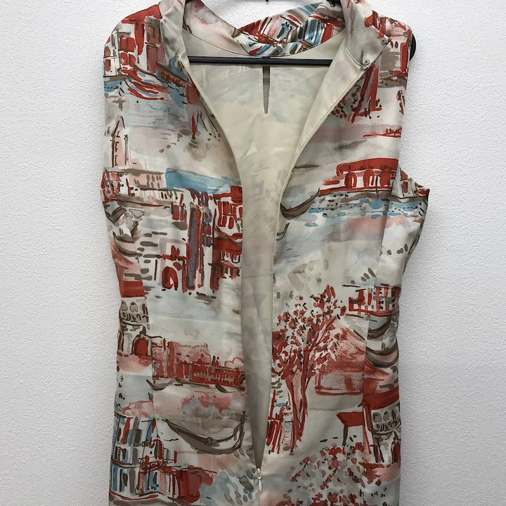 『美品』 
FRANCO FERRARO フランコフェラーロ 
 絵画 水彩画ワンピース　サイズ3 ワンピース 
シルク /キュプラ 画像でご確認ください。