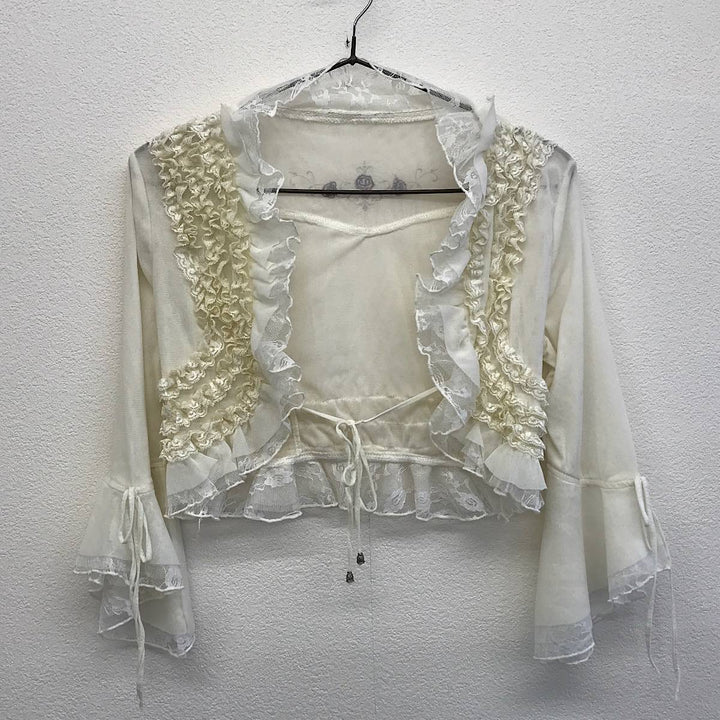 『USED』 
 
 OZZ Croce オズクロス 姫袖レースボレロ カーディガン 
 ホワイト系