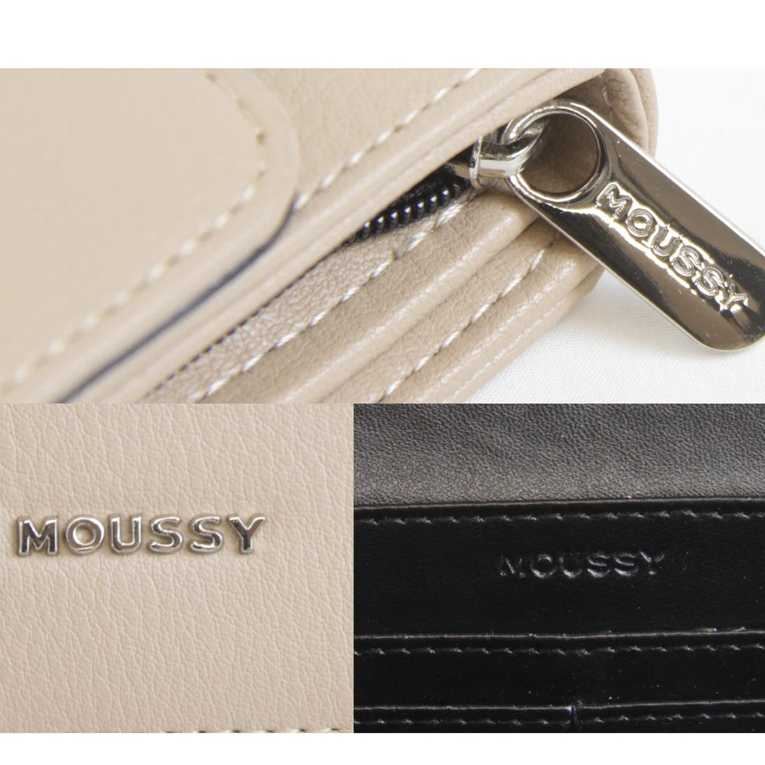 美品『USED』 
MOUSSY マウジー 
 ウォレット ショルダーバッグ 
レザー ベージュ
