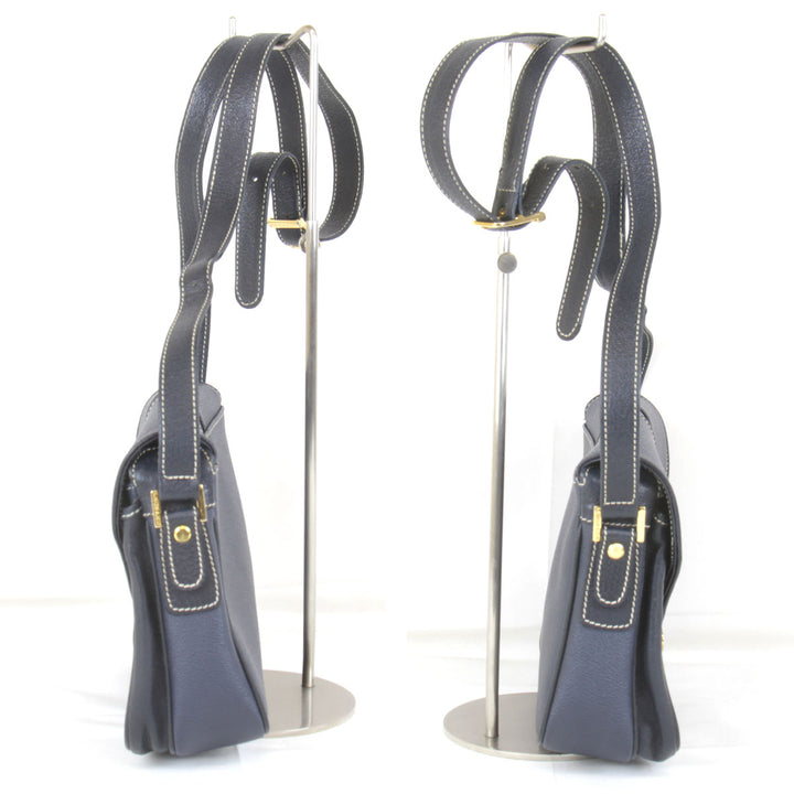 『USED』 
LEONARD レオナール 
 ショルダーバッグ 
レザー ネイビー