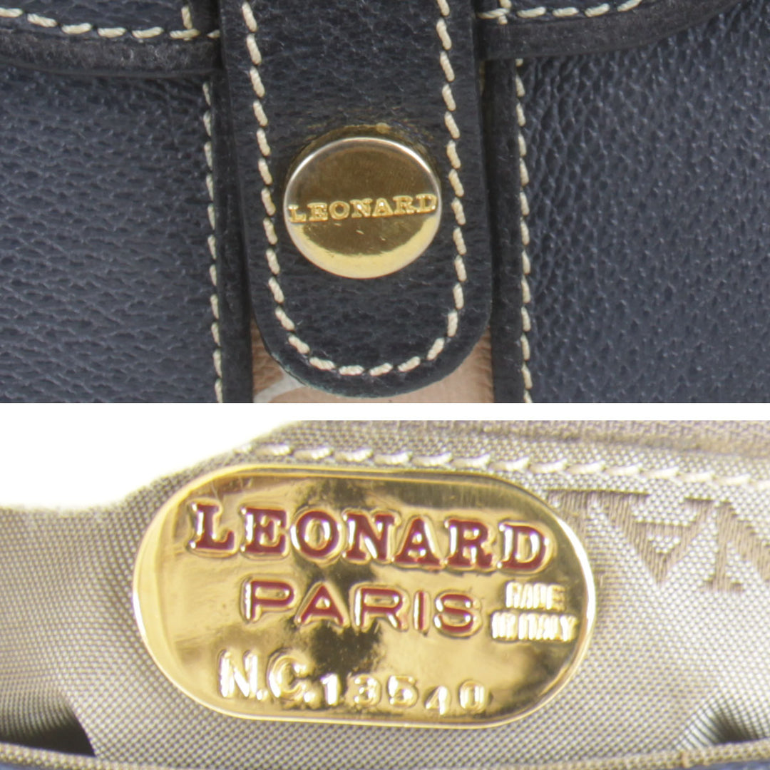 『USED』 
LEONARD レオナール 
 ショルダーバッグ 
レザー ネイビー