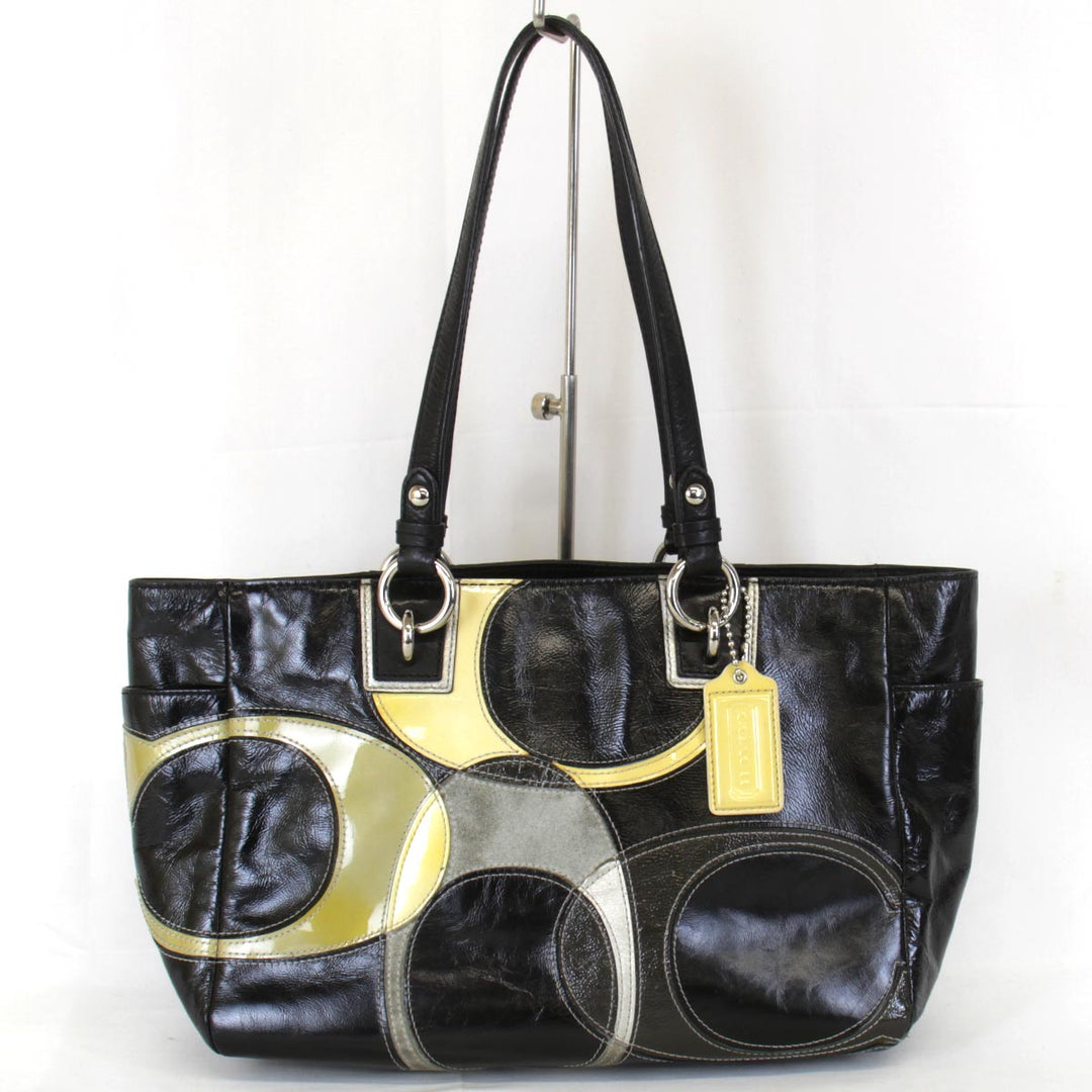 『USED』 
COACH コーチ 
 パテント F17127  ハンドバッグ 
レザー ブラック