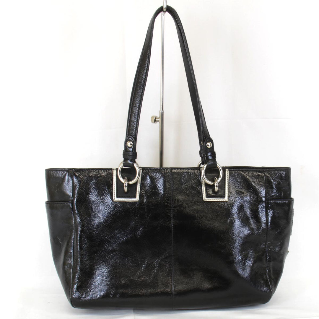 『USED』 
COACH コーチ 
 パテント F17127  ハンドバッグ 
レザー ブラック