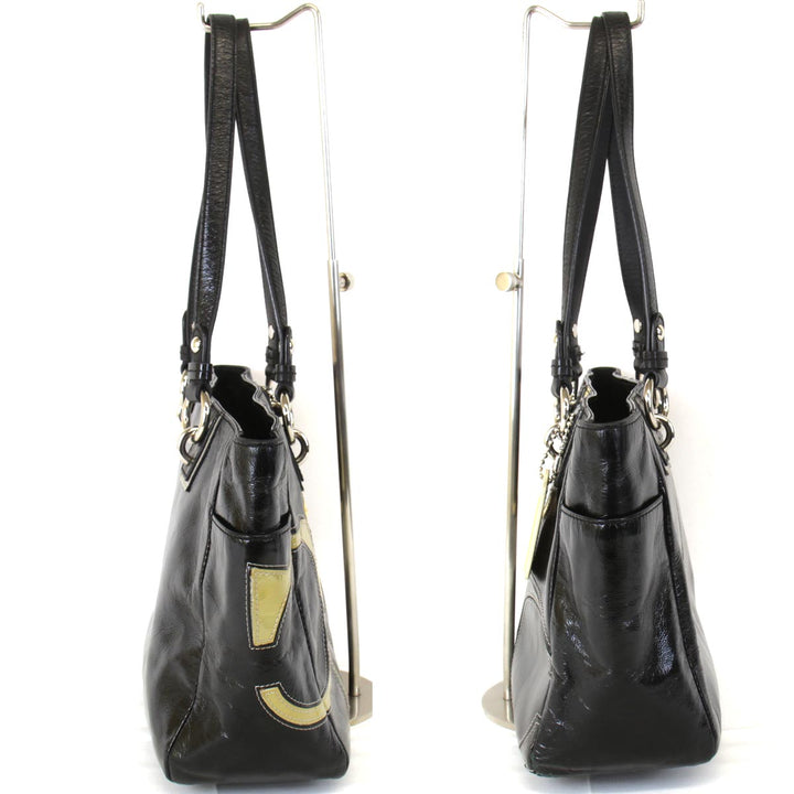『USED』 
COACH コーチ 
 パテント F17127  ハンドバッグ 
レザー ブラック